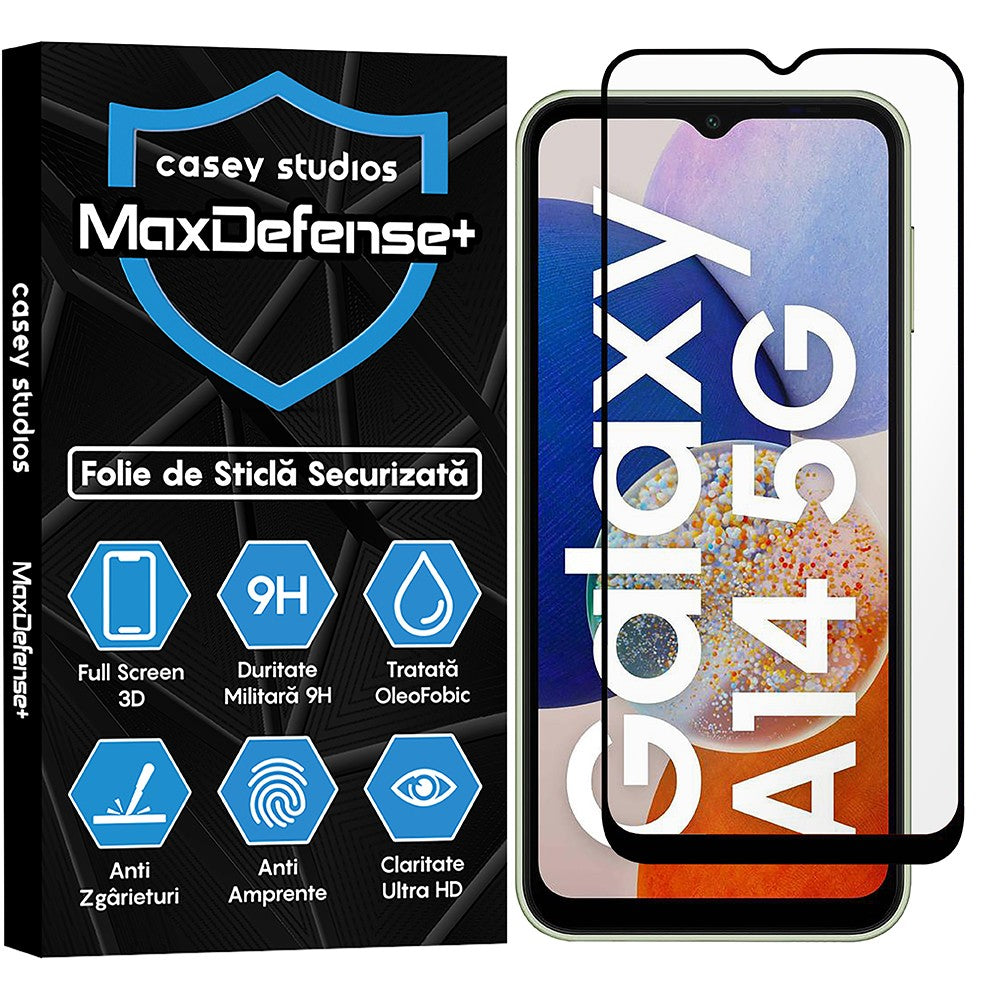 Folie Sticla MaxDefense+ - Samsung Galaxy A14 5G - Negru