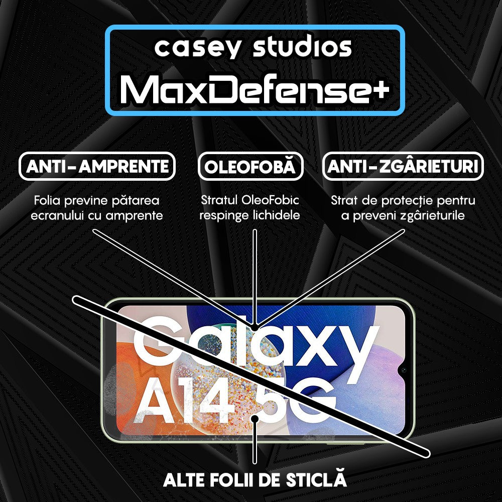 Folie Sticla MaxDefense+ - Samsung Galaxy A14 5G - Negru