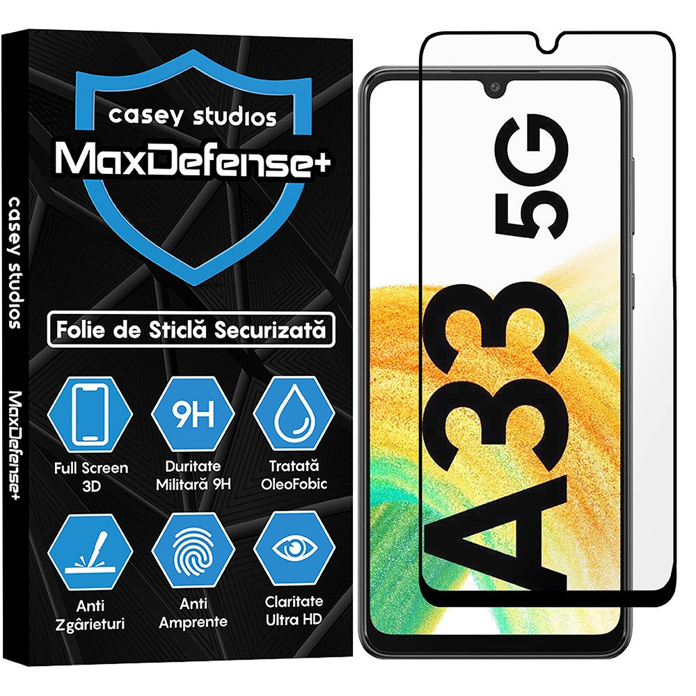 Folie Sticla MaxDefense+ - Samsung Galaxy A33 5G - Negru