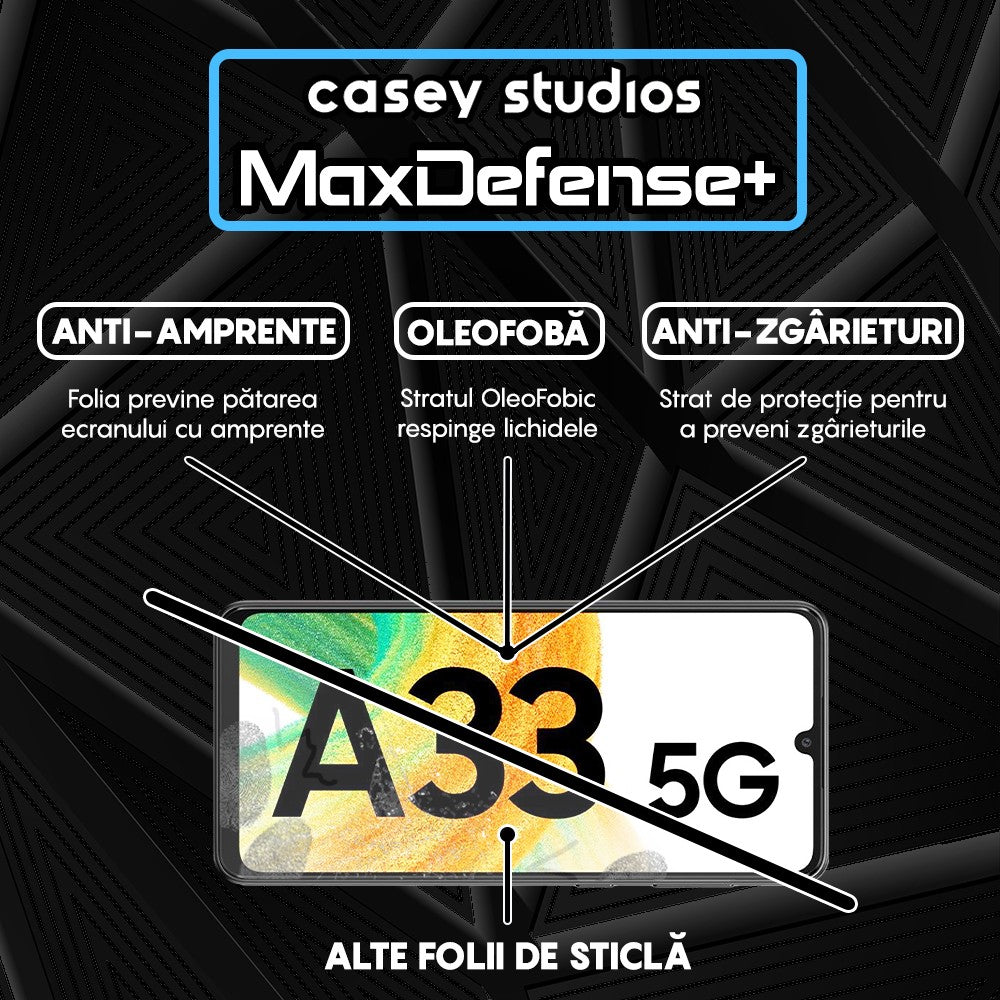 Folie Sticla MaxDefense+ - Samsung Galaxy A33 5G - Negru