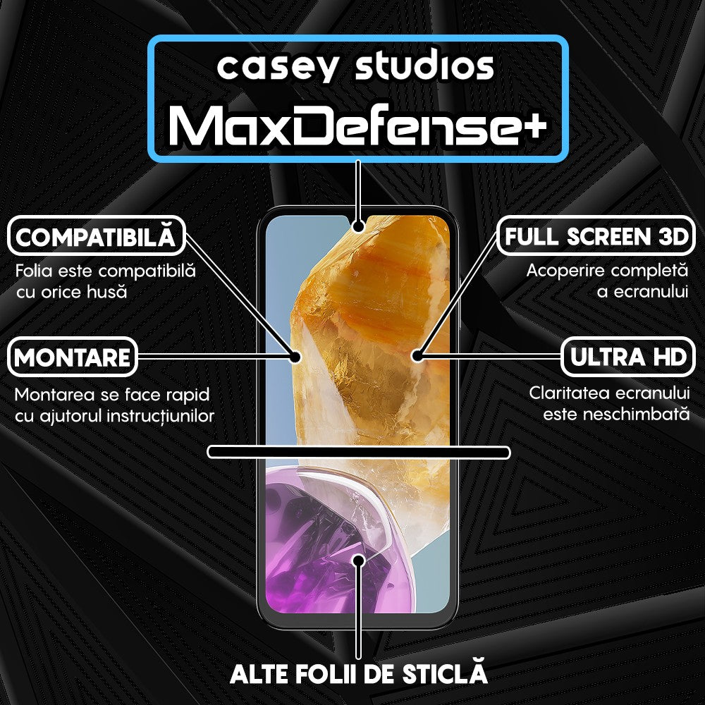 Folie Sticla MaxDefense+ - Samsung Galaxy A34/A15/A15 5G/A24 4G/A25/M15 - Negru