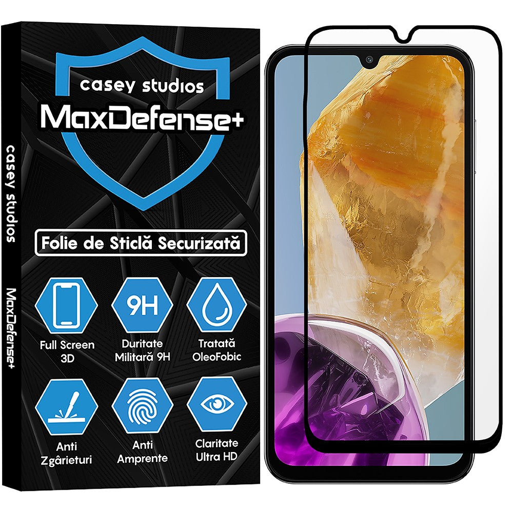 Folie Sticla MaxDefense+ - Samsung Galaxy A34/A15/A15 5G/A24 4G/A25/M15 - Negru