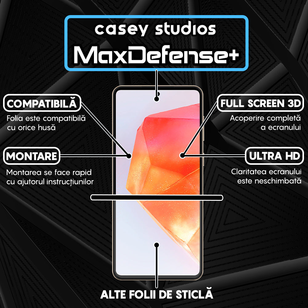 Folie Sticla MaxDefense+ - Samsung Galaxy C55 - Negru