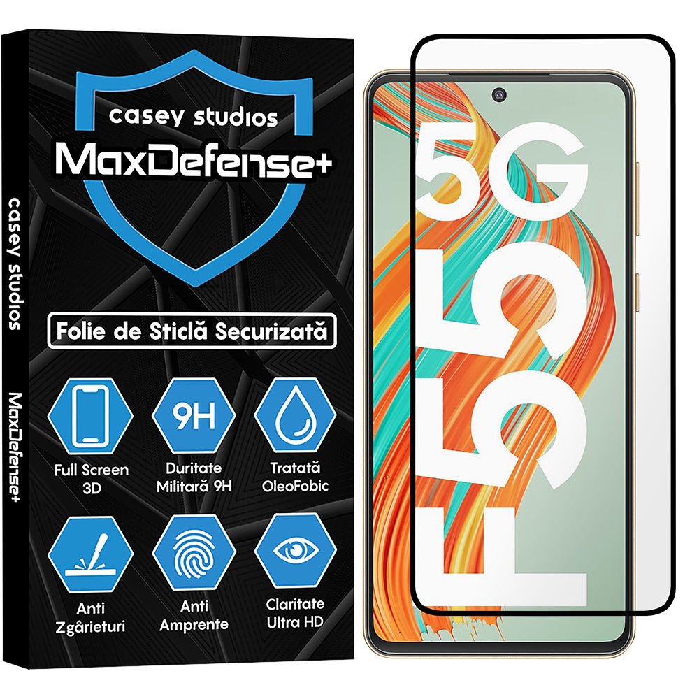 Folie Sticla MaxDefense+ - Samsung Galaxy F55 - Negru