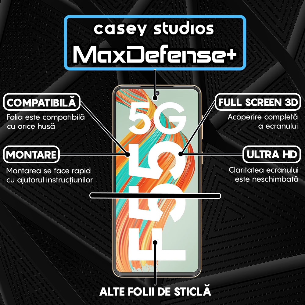 Folie Sticla MaxDefense+ - Samsung Galaxy F55 - Negru