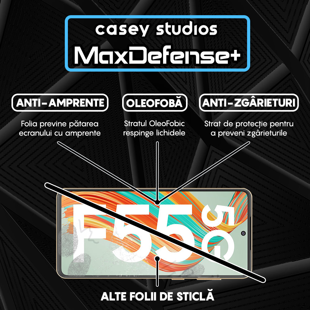 Folie Sticla MaxDefense+ - Samsung Galaxy F55 - Negru