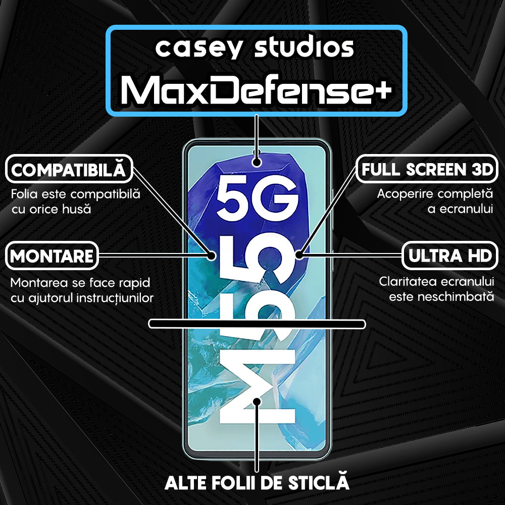 Folie Sticla MaxDefense+ - Samsung Galaxy M55 - Negru