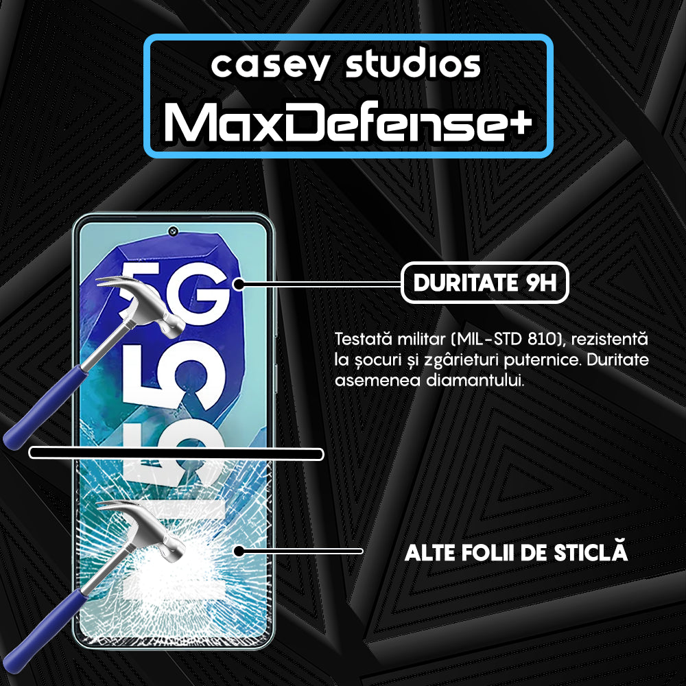 Folie Sticla MaxDefense+ - Samsung Galaxy M55 - Negru