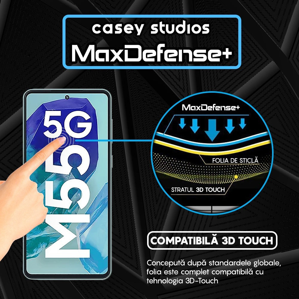 Folie Sticla MaxDefense+ - Samsung Galaxy M55 - Negru