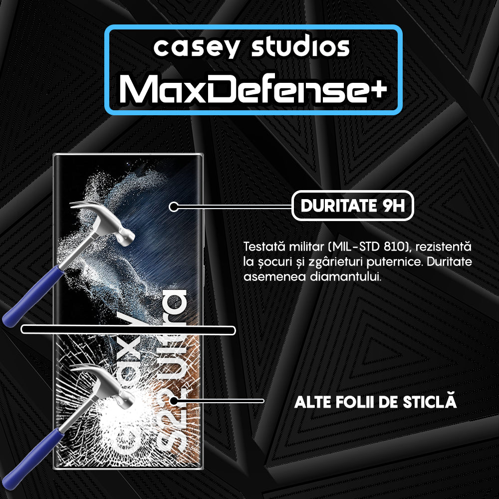 Folie Sticla MaxDefense+ - Samsung Galaxy S22 Ultra 5G - Negru