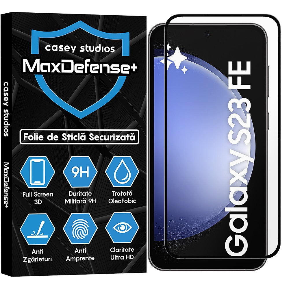 Folie Sticla MaxDefense+ - Samsung Galaxy S23 FE/A54 - Negru
