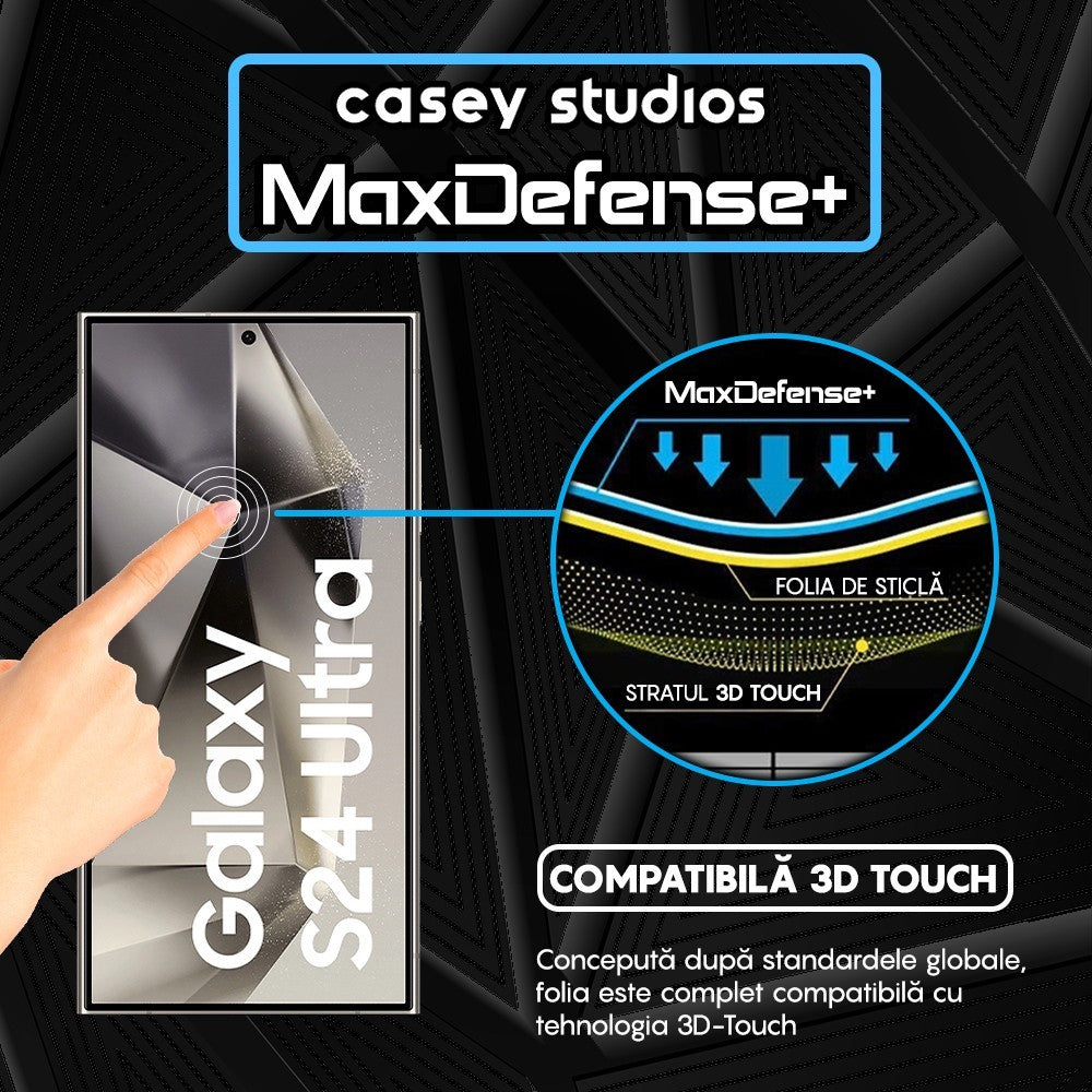 Folie Sticla MaxDefense+ - Samsung Galaxy S24 Ultra - Negru