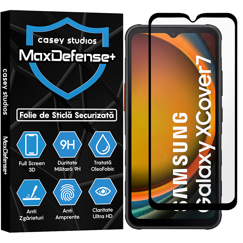 Folie Sticla MaxDefense+ - Samsung Galaxy Xcover7 - Negru