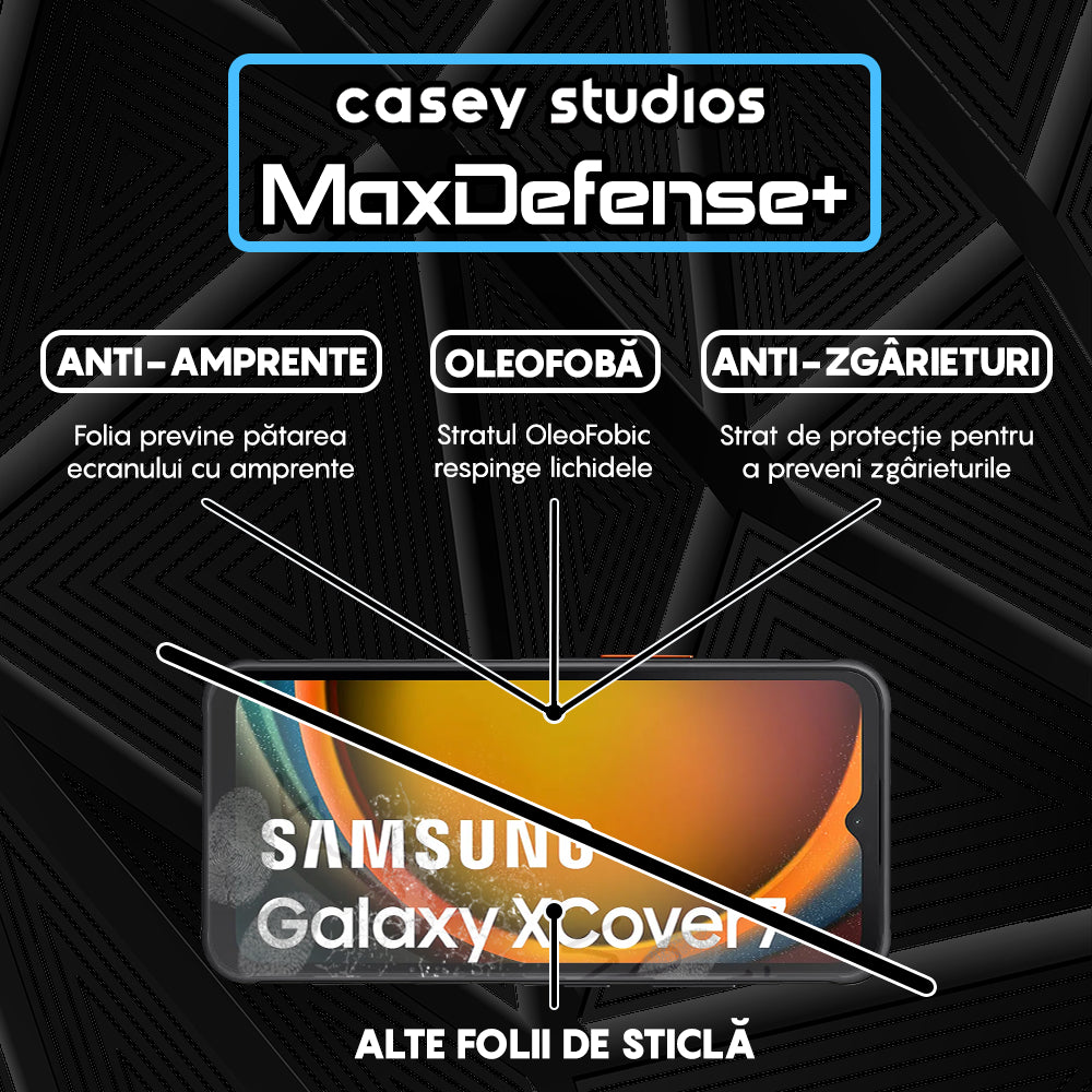Folie Sticla MaxDefense+ - Samsung Galaxy Xcover7 - Negru