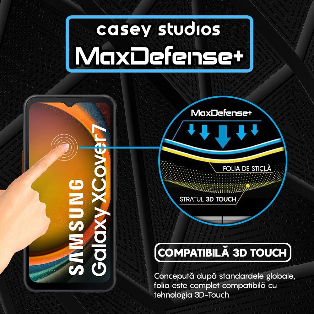 Folie Sticla MaxDefense+ - Samsung Galaxy Xcover7 - Negru