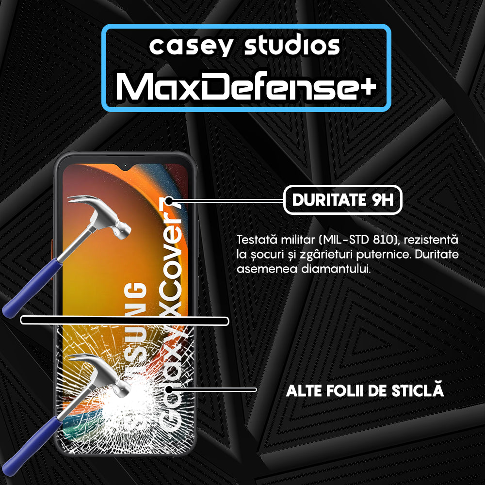 Folie Sticla MaxDefense+ - Samsung Galaxy Xcover7 - Negru