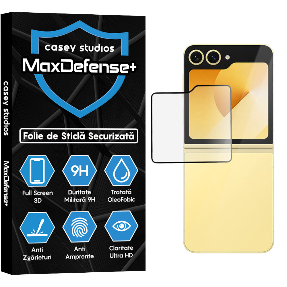 Folie Sticla MaxDefense+ - Samsung Galaxy Z Flip4 - Negru
