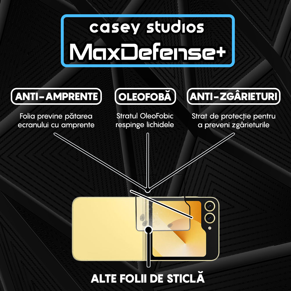 Folie Sticla MaxDefense+ - Samsung Galaxy Z Flip5 - Negru