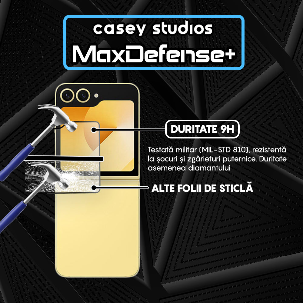 Folie Sticla MaxDefense+ - Samsung Galaxy Z Flip6 - Negru