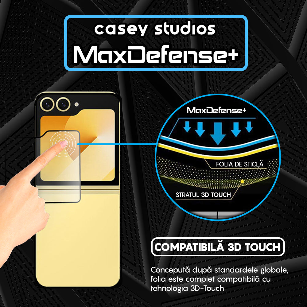 Folie Sticla MaxDefense+ - Samsung Galaxy Z Flip6 - Negru