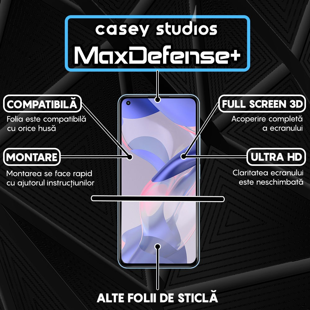 Folie Sticla MaxDefense+ - Xiaomi 11 Lite 5G NE/Mi 11 Lite/Mi 11 Lite 5G - Negru