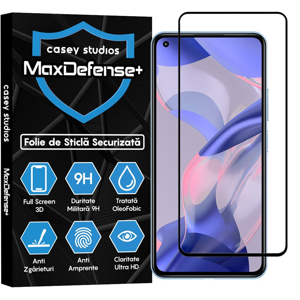 Folie Sticla MaxDefense+ - Xiaomi 11 Lite 5G NE/Mi 11 Lite/Mi 11 Lite 5G - Negru