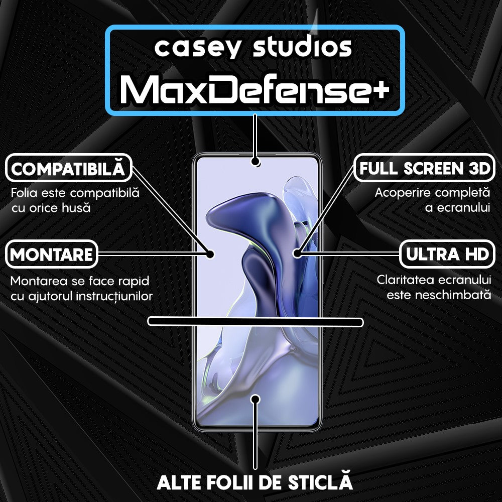 Folie Sticla MaxDefense+ - Xiaomi 11T/11T Pro - Negru