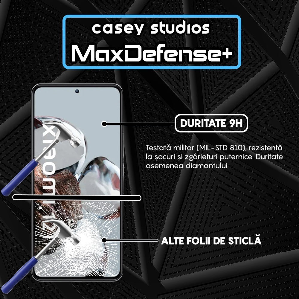 Folie Sticla MaxDefense+ - Xiaomi 12T/Xiaomi 12T Pro - Negru