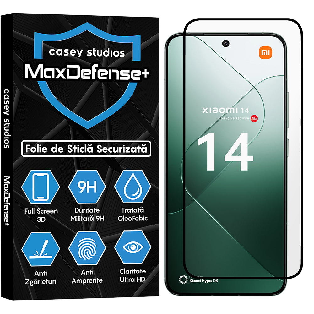 Folie Sticla MaxDefense+ - Xiaomi 13/14 - Negru