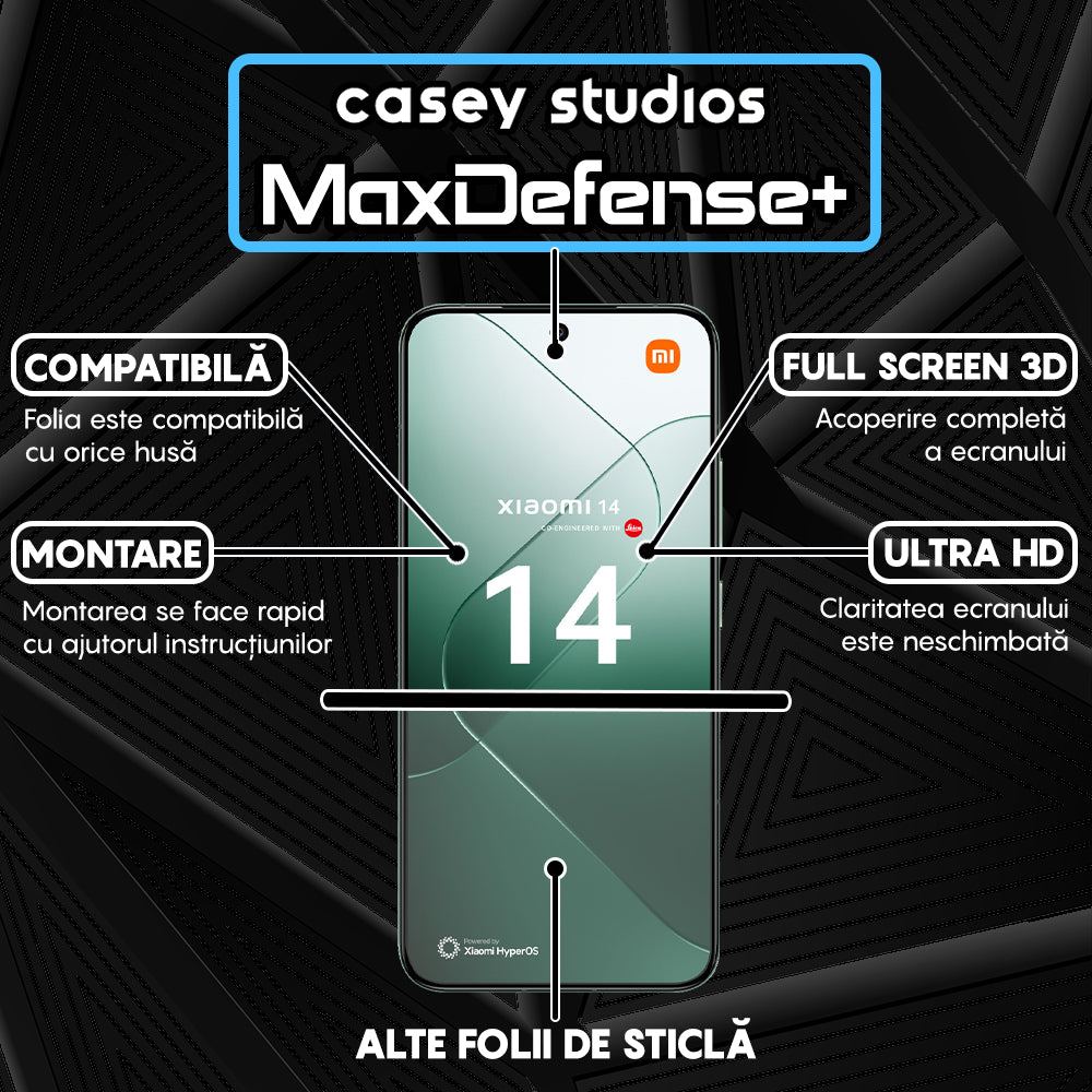 Folie Sticla MaxDefense+ - Xiaomi 13/14 - Negru
