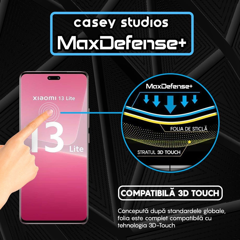 Folie Sticla MaxDefense+ - Xiaomi 13 Lite - Negru