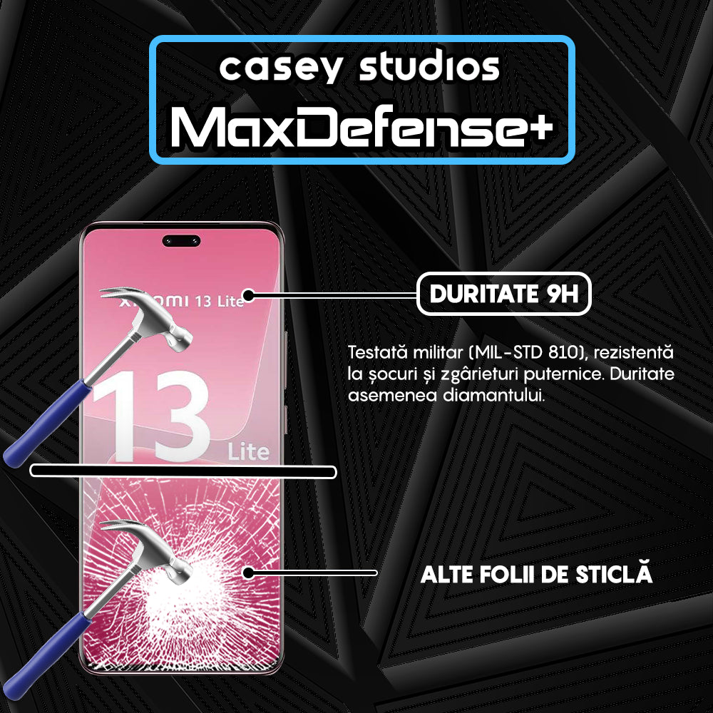 Folie Sticla MaxDefense+ - Xiaomi 13 Lite - Negru