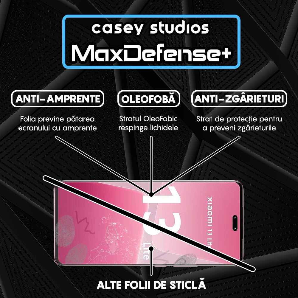 Folie Sticla MaxDefense+ - Xiaomi 13 Lite - Negru