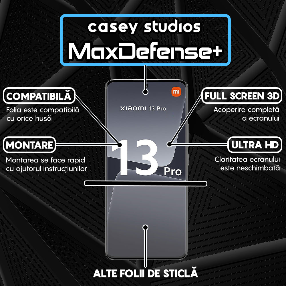 Folie Sticla MaxDefense+ - Xiaomi 13 Pro - Negru