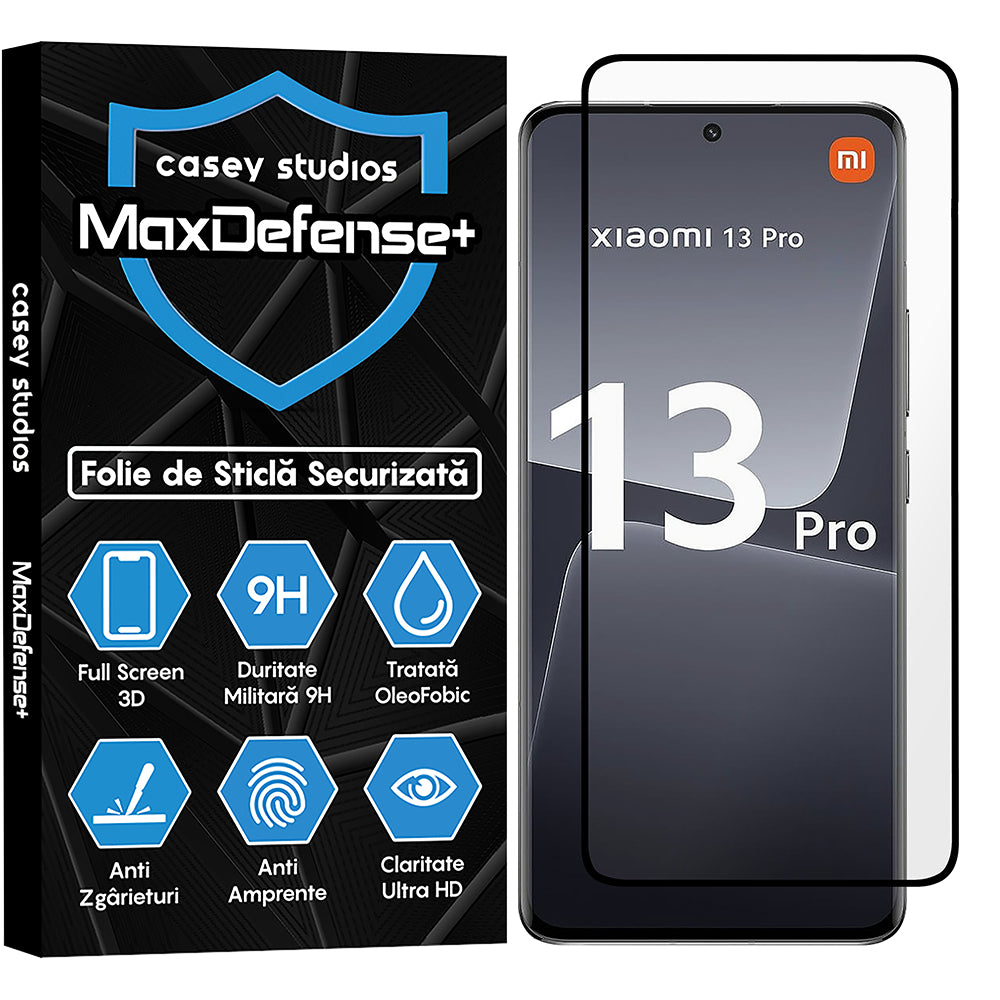 Folie Sticla MaxDefense+ - Xiaomi 13 Pro - Negru
