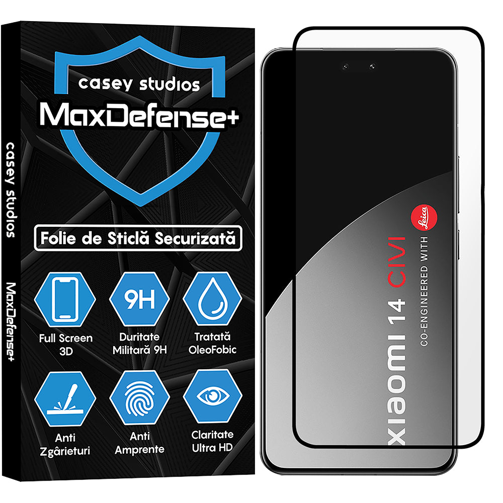 Folie Sticla MaxDefense+ - Xiaomi 14 Civi - Negru