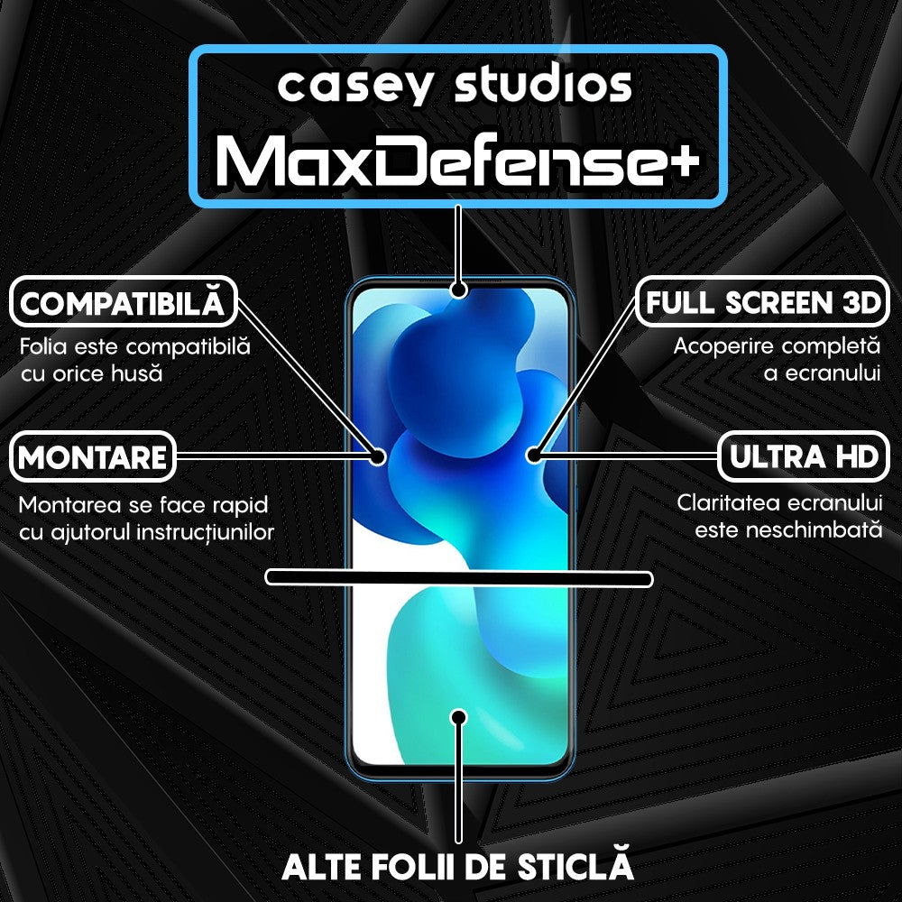 Folie Sticla MaxDefense+ - Xiaomi Mi 10 Lite - Negru