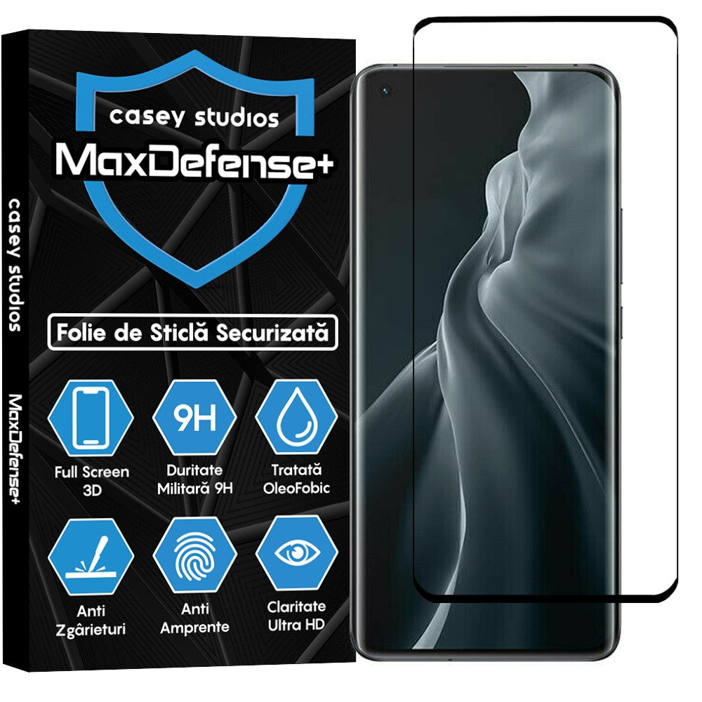Folie Sticla MaxDefense+ - Xiaomi Mi 11/Mi 11 Pro/Mi 11 Ultra - Negru