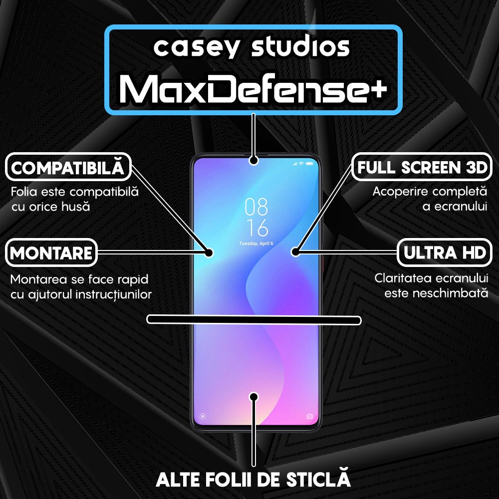 Folie Sticla MaxDefense+ - Xiaomi Mi 9T/Redmi K20/Redmi K20 Pro - Negru