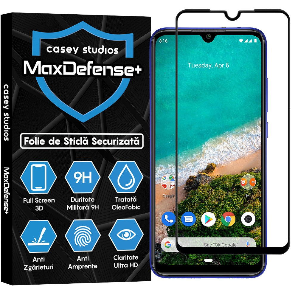 Folie Sticla MaxDefense+ - Xiaomi Mi A3/Mi CC9e - Negru