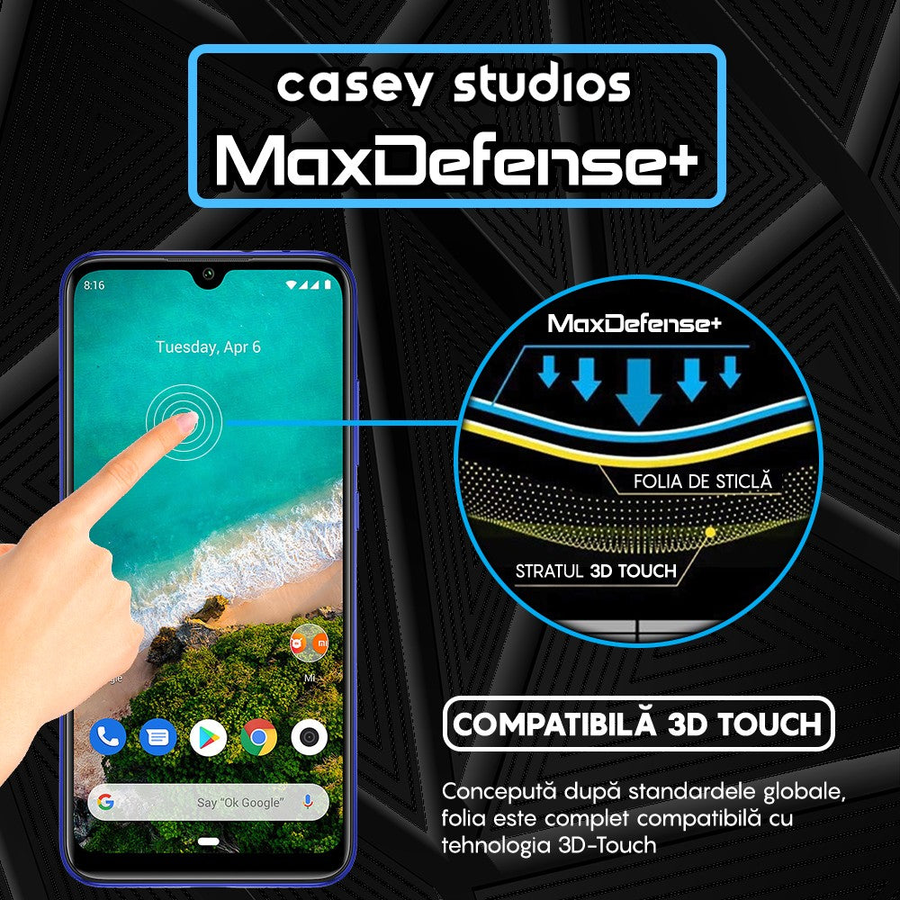 Folie Sticla MaxDefense+ - Xiaomi Mi A3/Mi CC9e - Negru