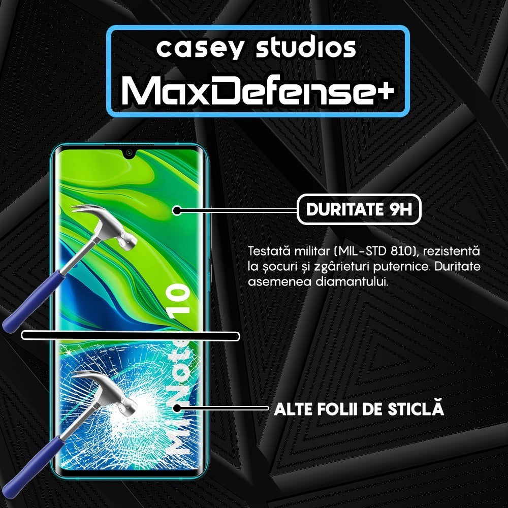 Folie Sticla MaxDefense+ - Xiaomi Mi Note 10/Mi Note 10 Pro - Negru