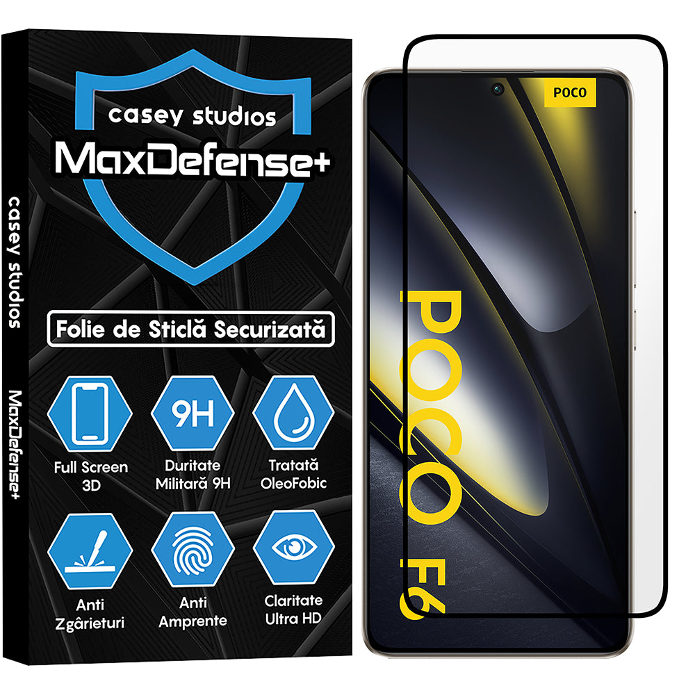 Folie Sticla MaxDefense+ - Xiaomi Poco F6 - Negru