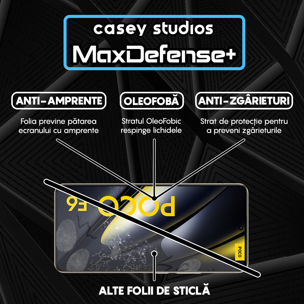 Folie Sticla MaxDefense+ - Xiaomi Poco F6 - Negru