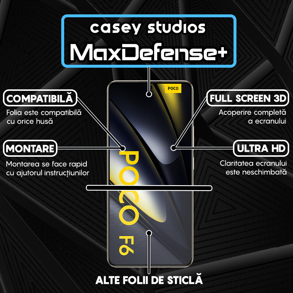 Folie Sticla MaxDefense+ - Xiaomi Poco F6 - Negru