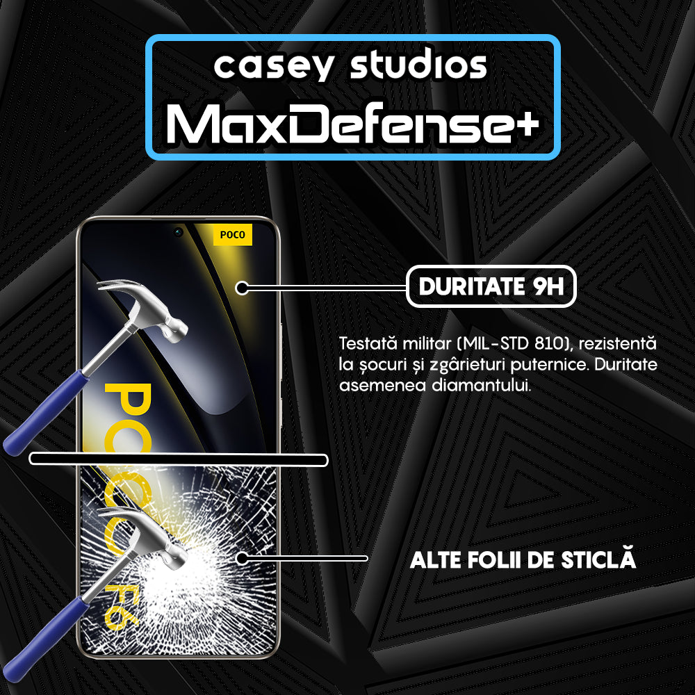 Folie Sticla MaxDefense+ - Xiaomi Poco F6 - Negru