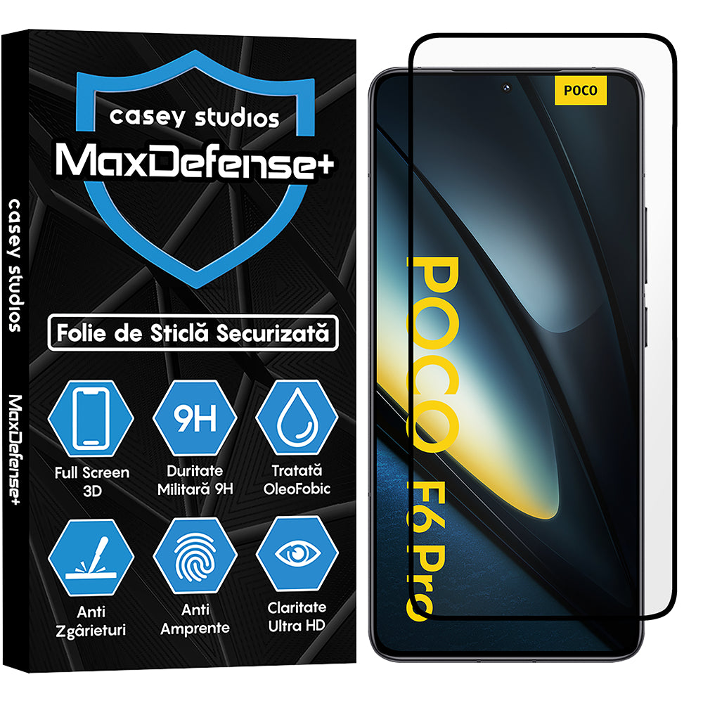Folie Sticla MaxDefense+ - Xiaomi Poco F6 Pro - Negru