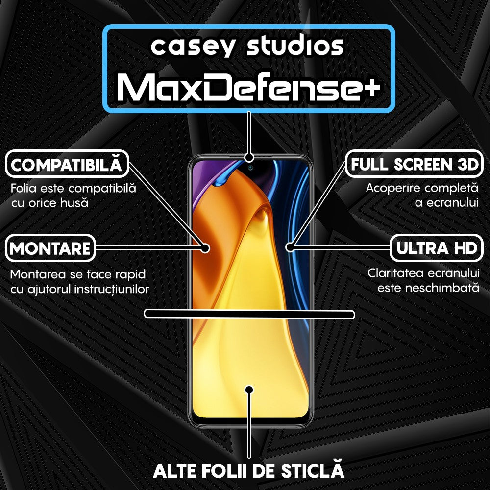 Folie Sticla MaxDefense+ - Xiaomi Poco M5s/Redmi Note 10 4G/Redmi Note 10S - Negru