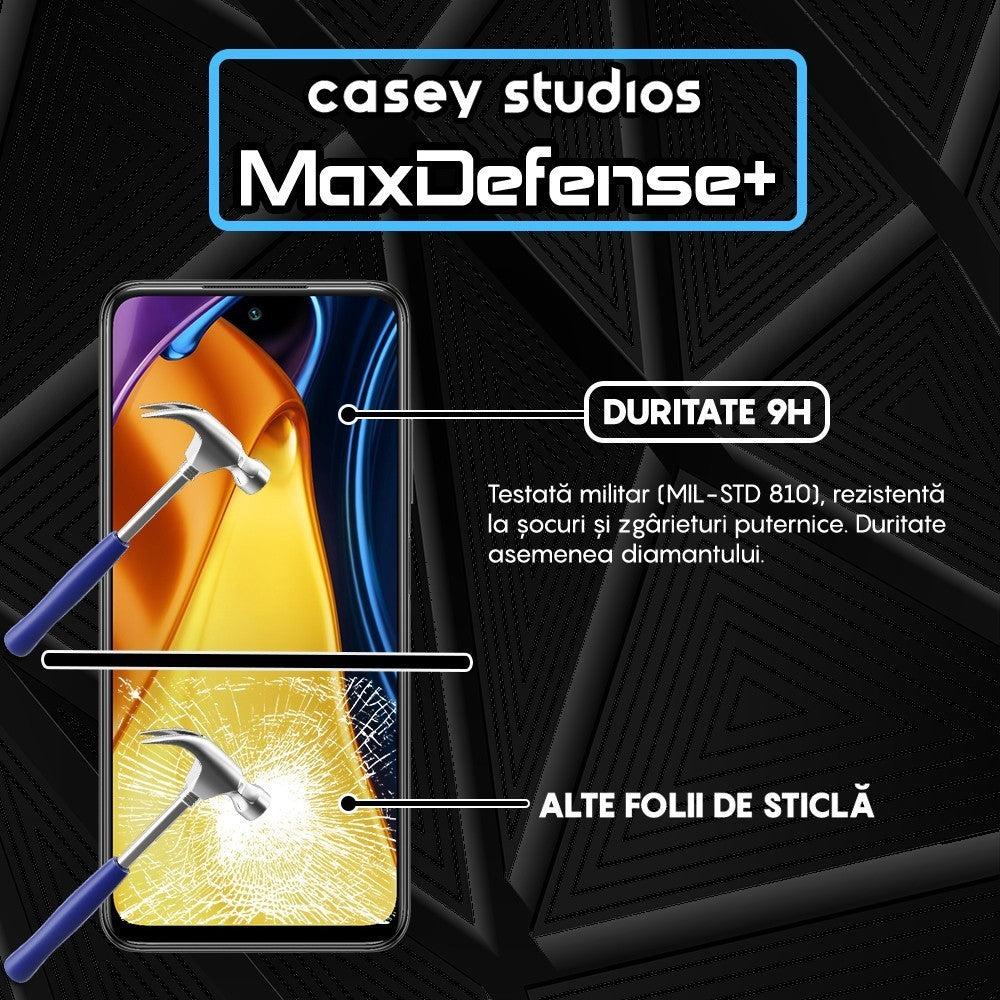 Folie Sticla MaxDefense+ - Xiaomi Poco M5s/Redmi Note 10 4G/Redmi Note 10S - Negru