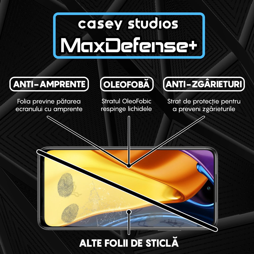 Folie Sticla MaxDefense+ - Xiaomi Poco M5s/Redmi Note 10 4G/Redmi Note 10S - Negru